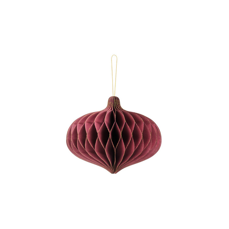 Bombka papierowa honeycomb Owal, bordo, 18x15cm