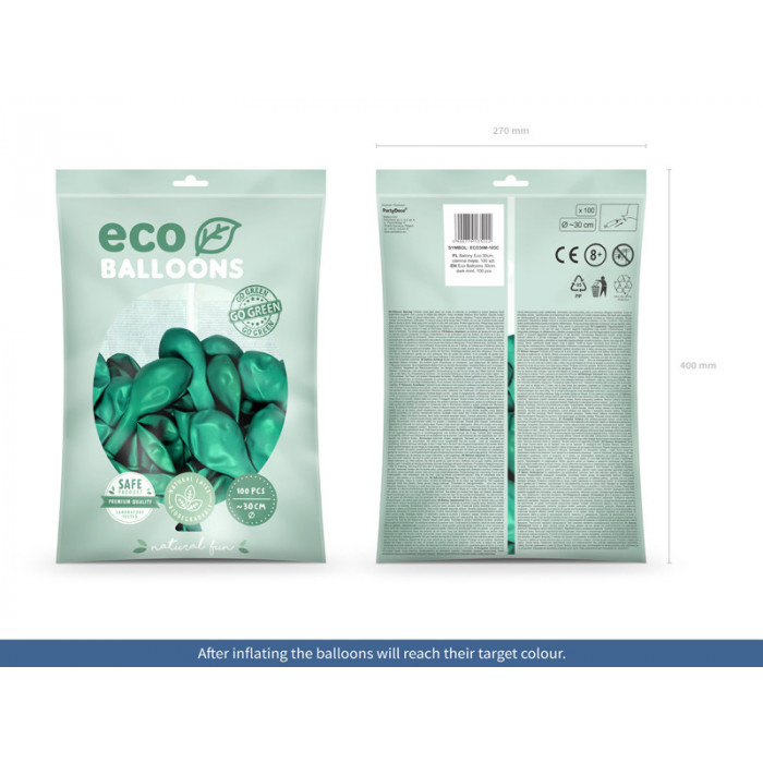 Balony Eco 30cm metalizowane, ciemna mięta (1 op. / 100 szt.)