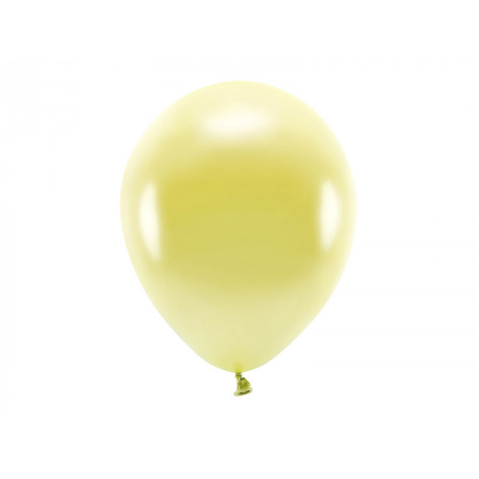 Balony Eco 30cm metalizowane, jasny żółty (1 op. / 10 szt.)