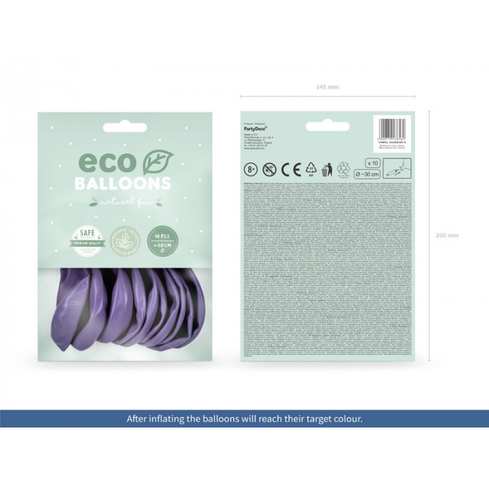 Balony Eco 30cm metalizowane, lawenda (1 op. / 10 szt.)