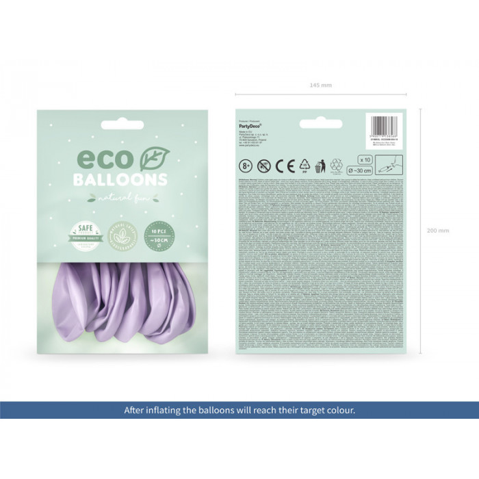 Balony Eco 30cm metalizowane, liliowy (1 op. / 10 szt.)