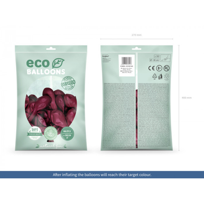 Balony Eco 30cm pastelowe, bordo (1 op. / 100 szt.)