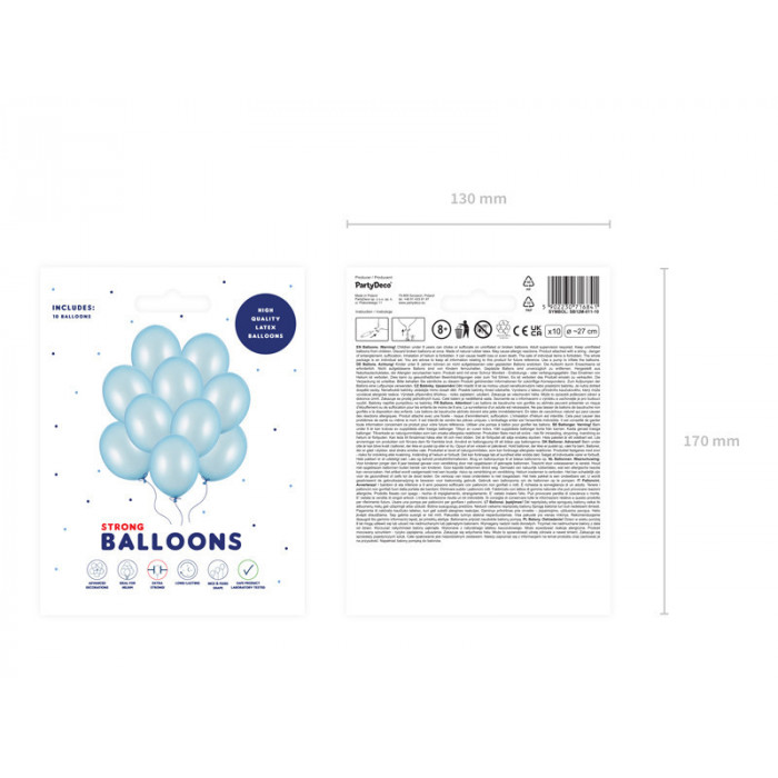 Balony Strong 27cm, Metallic Baby Blue (1 op. / 10 szt.)