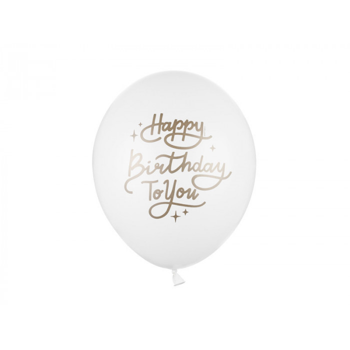 Balony 30 cm, Happy Birthday To You, Pastel Pure White (1 op. / 50 szt.)