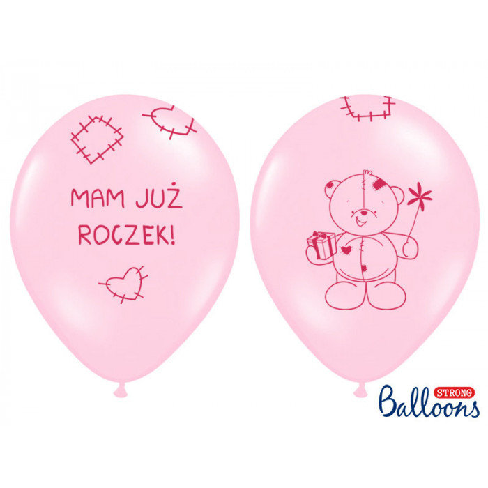 Balony 30cm Miś - mam już..., Pastel Pink (1 op. / 50 szt.)