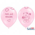 Balony 30cm Miś - mam już..., Pastel Pink (1 op. / 50 szt.)