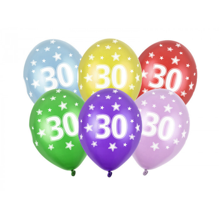 Balony 30cm, 30th Birthday, Metallic Mix (1 op. / 50 szt.)