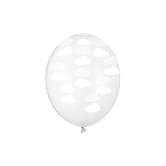 Balony 30cm, Chmurki, Crystal Clear (1 op. / 50 szt.)