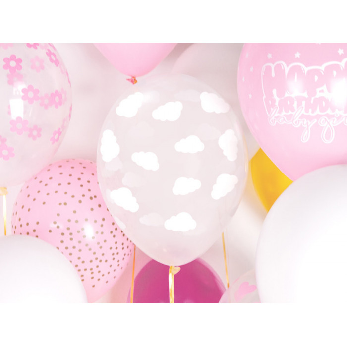 Balony 30cm, Chmurki, Crystal Clear (1 op. / 50 szt.)