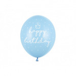 Balony 30cm, happy birthday, P. Baby Blue (1 op. / 50 szt.)