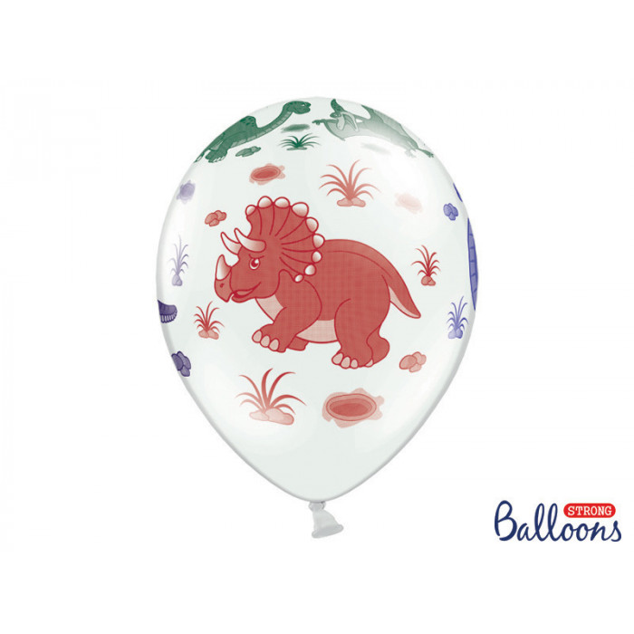 Balony 30cm, Dinozaury, Pastel Pure White (1 op. / 50 szt.)