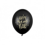 Balony 30cm, Happy New Year, Pastel Black (1 op. / 6 szt.)