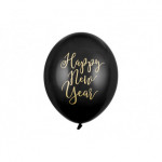 Balony 30cm, Happy New Year, Pastel Black (1 op. / 6 szt.)