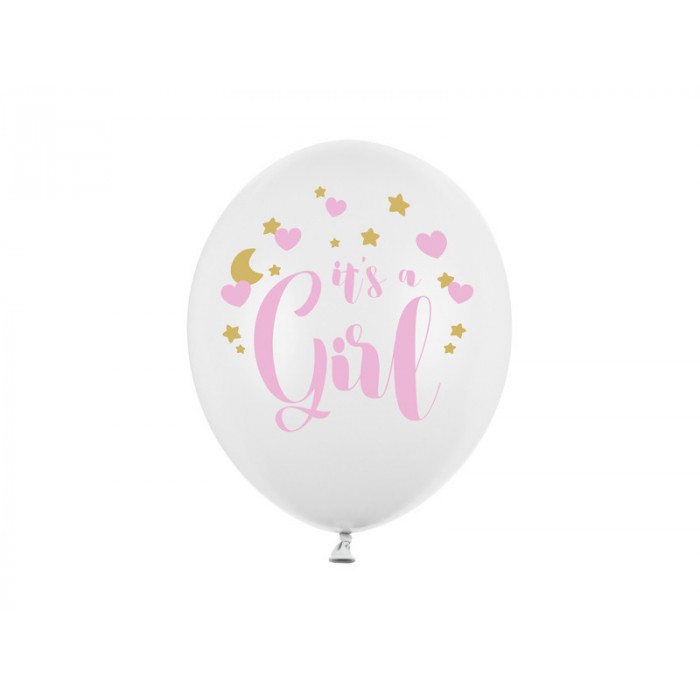 Balony 30cm, It's a Girl, P. Pure White (1 op. / 50 szt.)