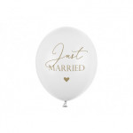 Balony 30cm, Just Married, P. Pure White (1 op. / 6 szt.)