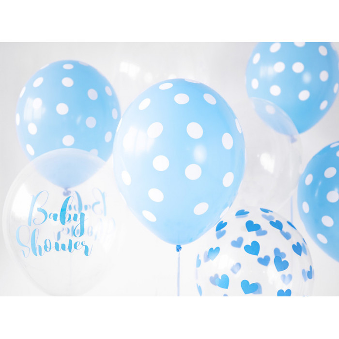 Balony 30cm, Kropki, Pastel Baby Blue (1 op. / 50 szt.)