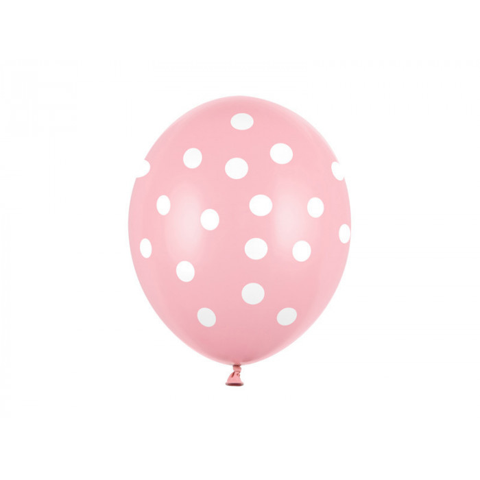 Balony 30cm, Kropki, Pastel Baby Pink (1 op. / 50 szt.)