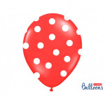 Balony 30cm, Kropki, Pastel Poppy Red (1 op. / 50 szt.)