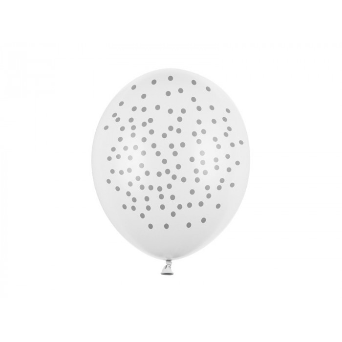 Balony 30cm, Kropki, Pastel Pure White (1 op. / 50 szt.)