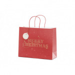 Torebka na prezenty Merry Christmas, bordo, 32.5x26.5x11.5cm