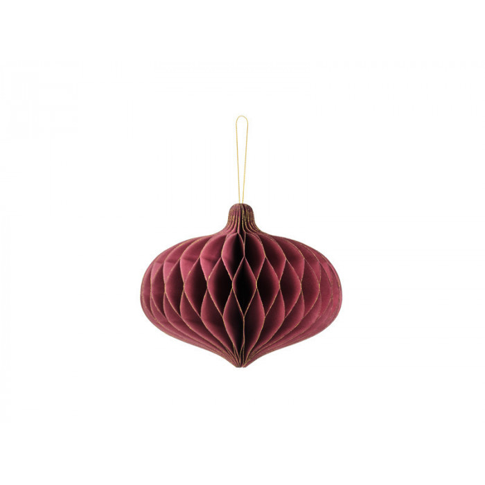 Bombka papierowa honeycomb Owal, bordo, 18x15cm