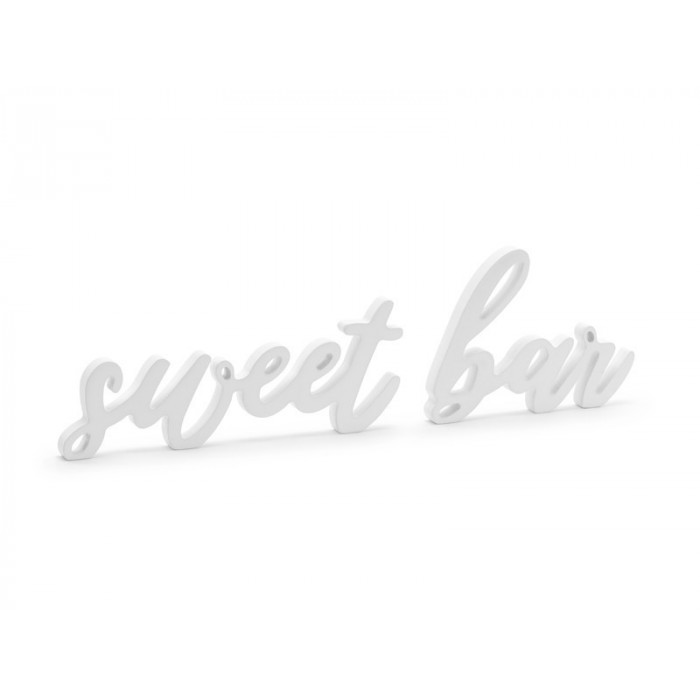 Drewniany napis Sweet bar, biały, 37x10cm