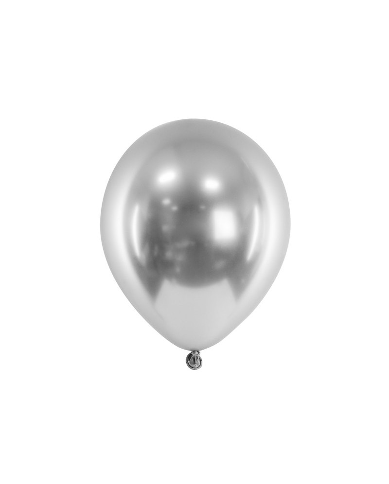 Balony Glossy, 46 cm, srebrny (1 op. / 5 szt.)