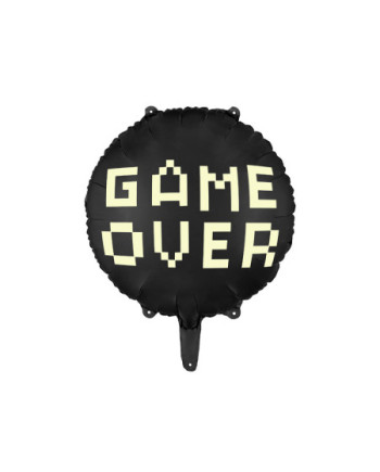 Balon foliowy Game over, 45 cm, czarny