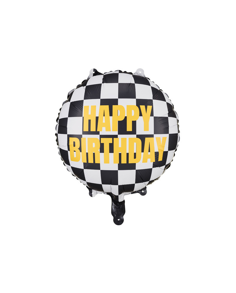 Balon foliowy Szachownica Happy Birthday, 45 cm, mix