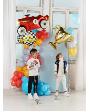 Balon foliowy Szachownica Happy Birthday, 45 cm, mix