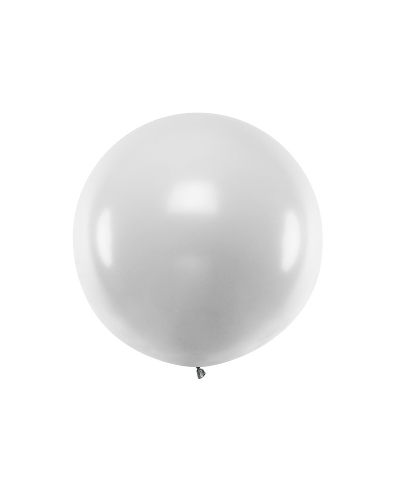 Balon okrągły 1 m, Metallic Silver Snow