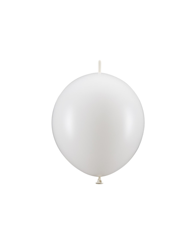 Balony z łącznikiem, 28 cm, Metallic Pure White (1 op. / 20 szt.)