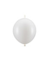 Balony z łącznikiem, 28 cm, Metallic Pure White (1 op. / 20 szt.)