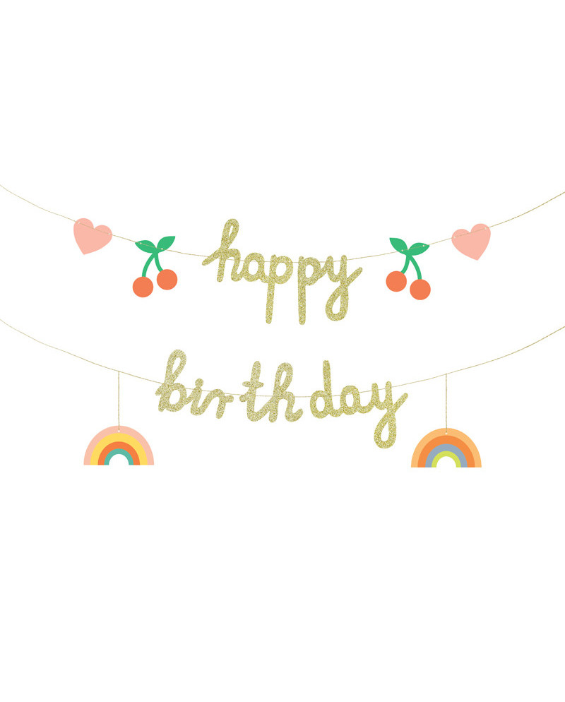 Baner papierowy Happy Birthday, mix, 100x18 cm