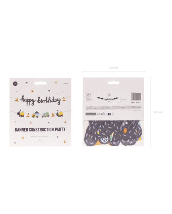 Baner Happy birthday Pojazdy budowlane, 2 m, mix