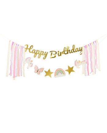 Baner Happy Birthday Jednorożec, 230x17.5 cm, mix