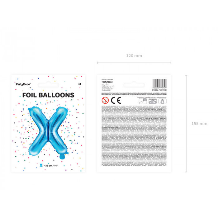 Balon foliowy Litera ''X'', 35cm, niebieski