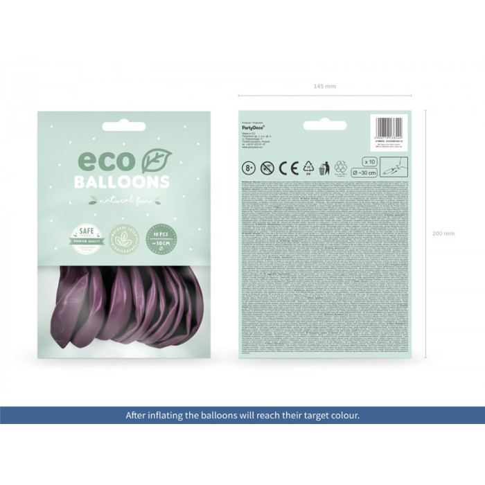 Balony Eco 30cm metalizowane, bordo (1 op. / 10 szt.)