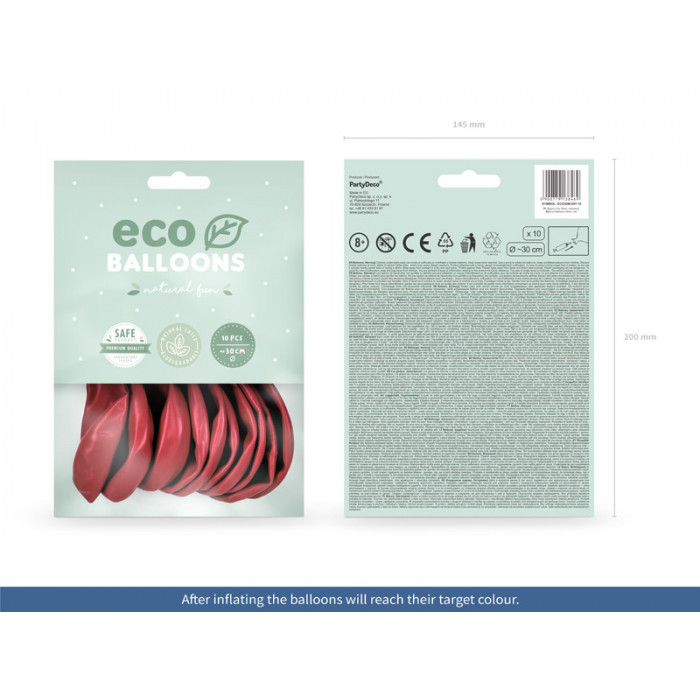 Balony Eco 30cm metalizowane, czerwony (1 op. / 10 szt.)