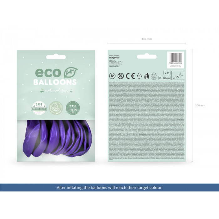 Balony Eco 30cm metalizowane, fiolet (1 op. / 10 szt.)