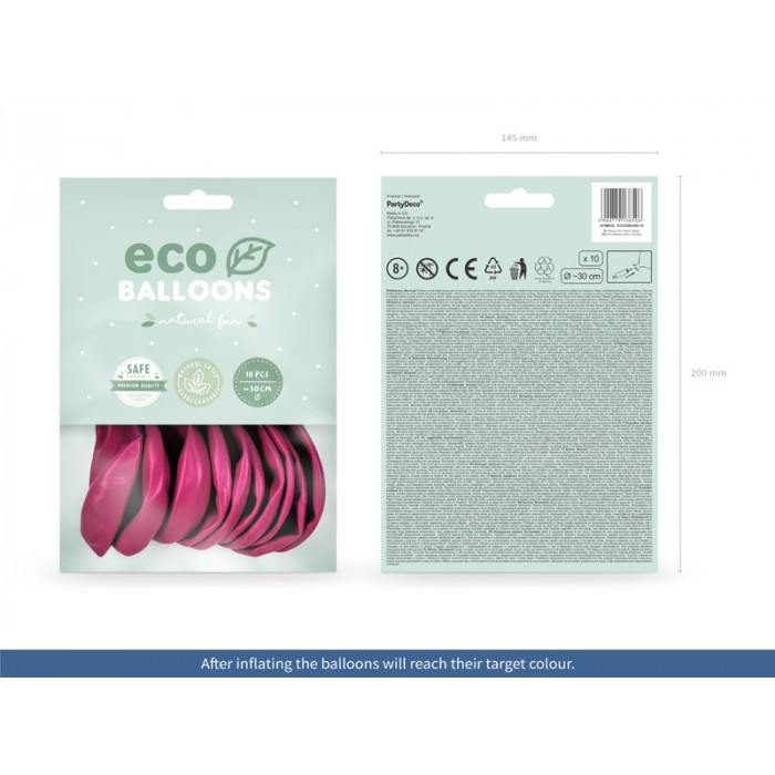 Balony Eco 30cm metalizowane, fuksja (1 op. / 10 szt.)