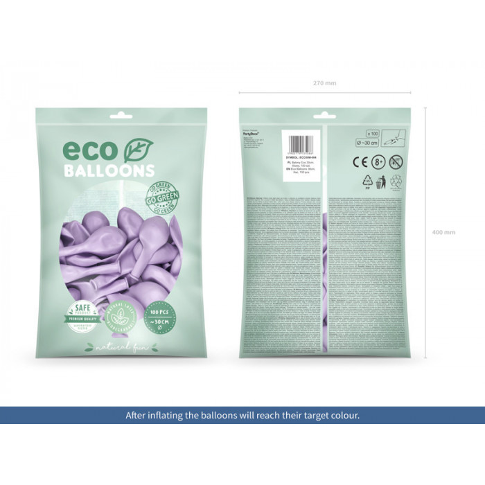 Balony Eco 30cm metalizowane, liliowy (1 op. / 100 szt.)