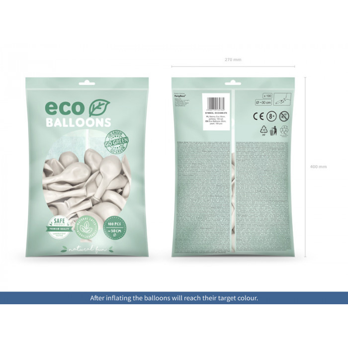 Balony Eco 30cm metalizowane, perłowy (1 op. / 100 szt.)