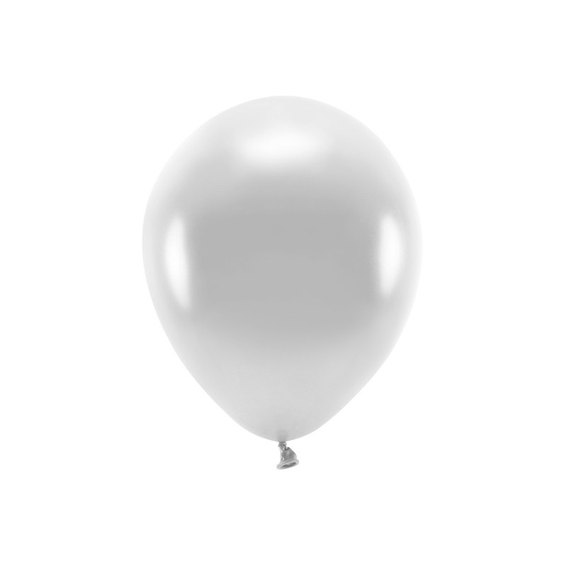 Balony Eco 30cm metalizowane, srebrny (1 op. / 10 szt.)