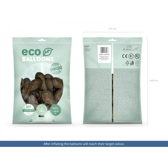 Balony Eco 30cm pastelowe, brązowy (1 op. / 100 szt.)