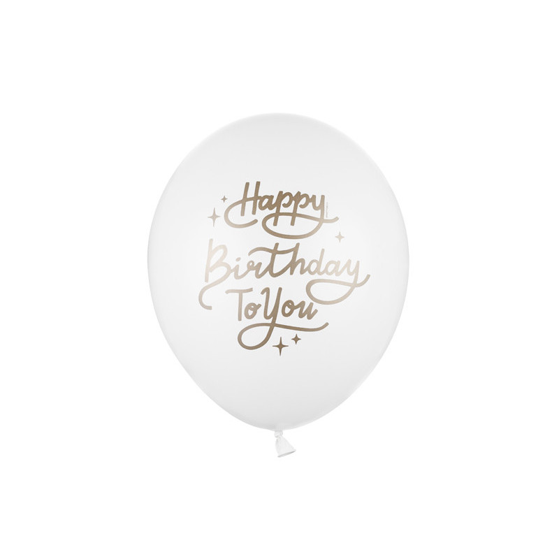 Balony 30 cm, Happy Birthday To You, Pastel Pure White (1 op. / 50 szt.)