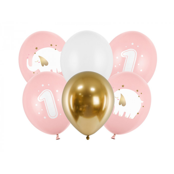 Balony 30 cm, Roczek, Baby pink (1 op. / 6 szt.)