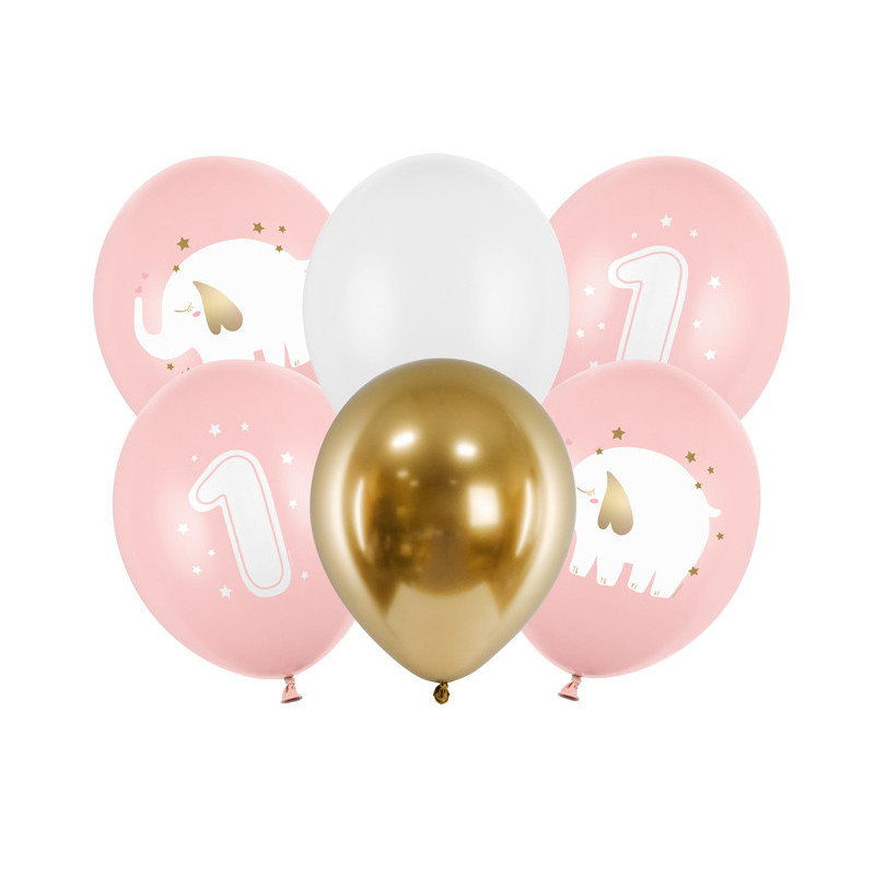 Balony 30 cm, Roczek, Baby pink (1 op. / 6 szt.)