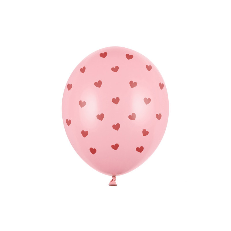 Balony 30 cm, Serca, Pastel Baby Pink (1 op. / 6 szt.)