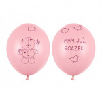 Balony 30cm Miś - mam już..., Pastel Pink (1 op. / 50 szt.)